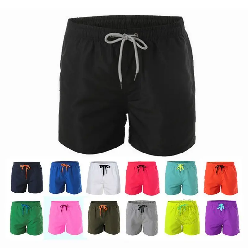 Summer Swimming and Surfing Waterproof Beach Pants Breathable Double-layer Sports Shorts Solid Color Quarter Shorts Men\'s S-4XL