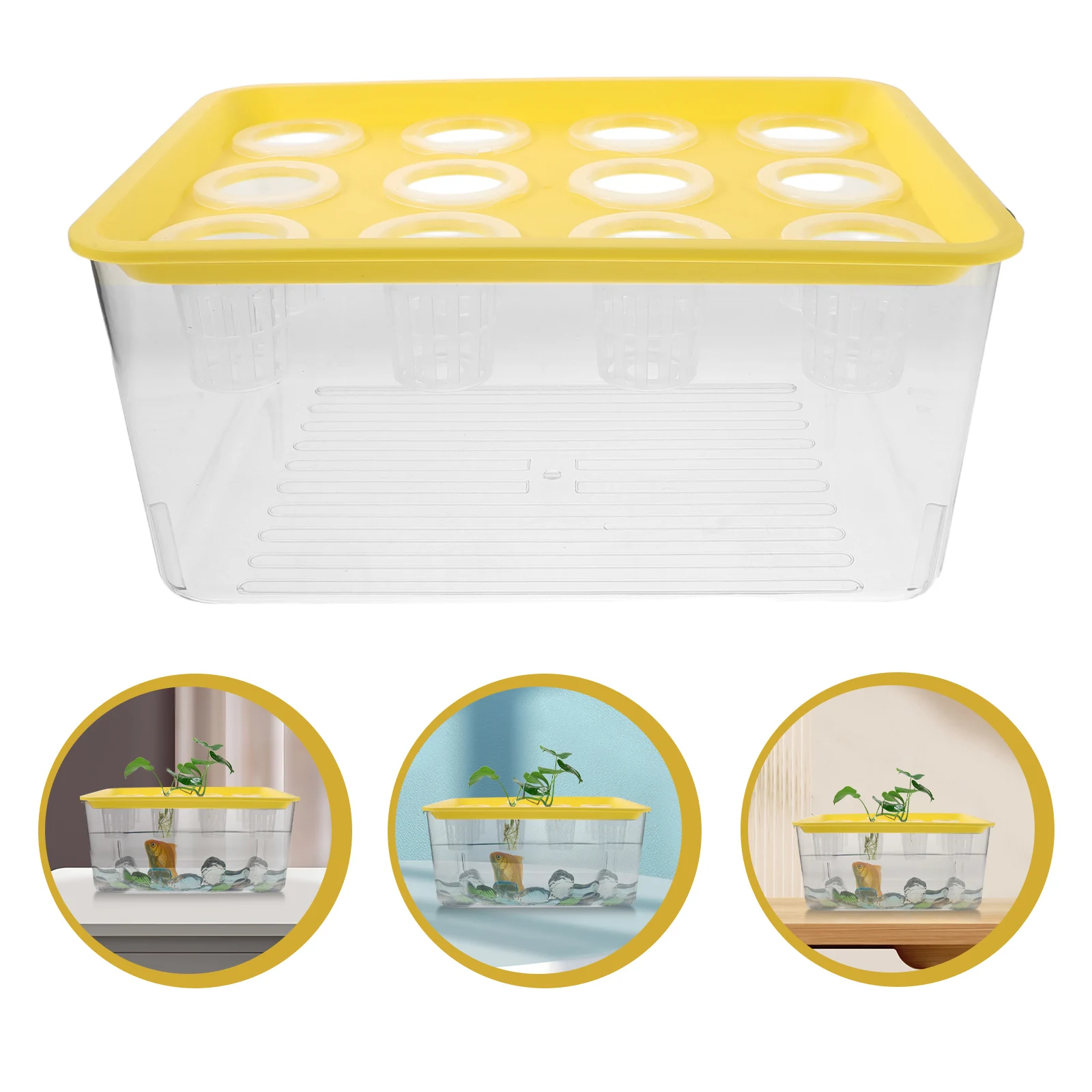 

2-In-1 Aquaponics System With Lid Integrated Hydroponic Herb Garden For Indoor Home Decoration Self-Sustaining Micro