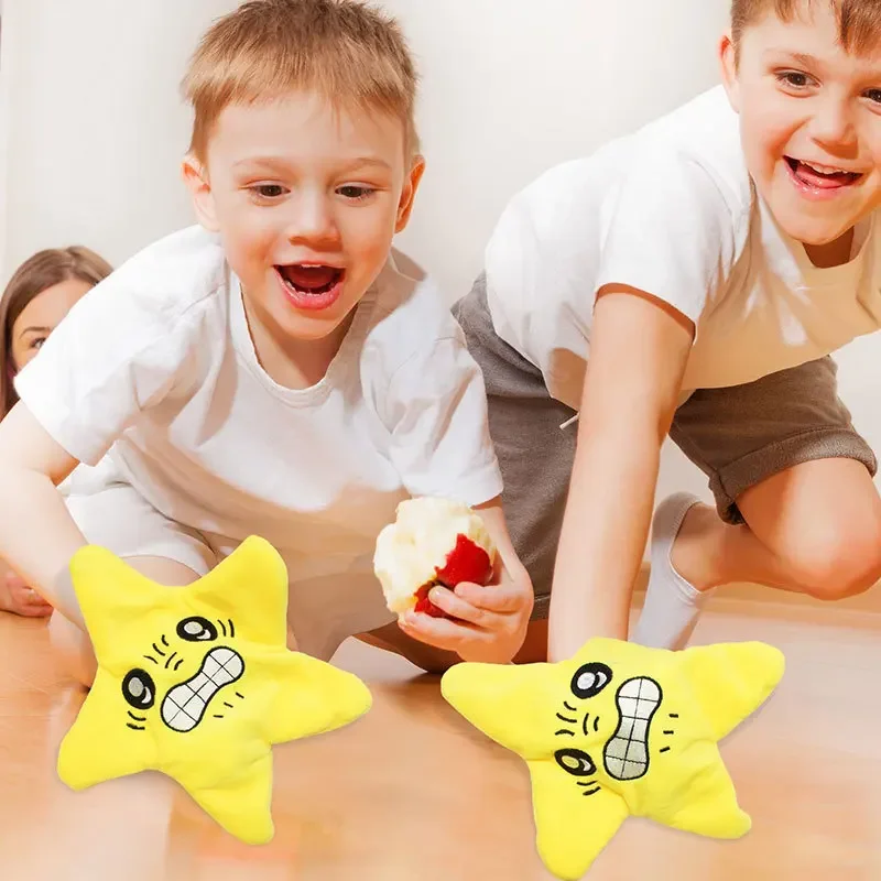 Chiikawa Angry Moving Jumping Stars Plush Toy Cute Yellow Pentagonal Heart Expression Stars Plush Soft Fun Toy Gift for Kid