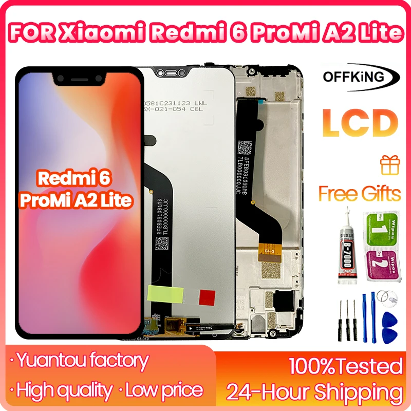 5.84 For Xiaomi Redmi 6 Pro /Mi A2 Lite mobile phone display LCD touch screen digitising RMX2061 RMX2063 replacement LCD display