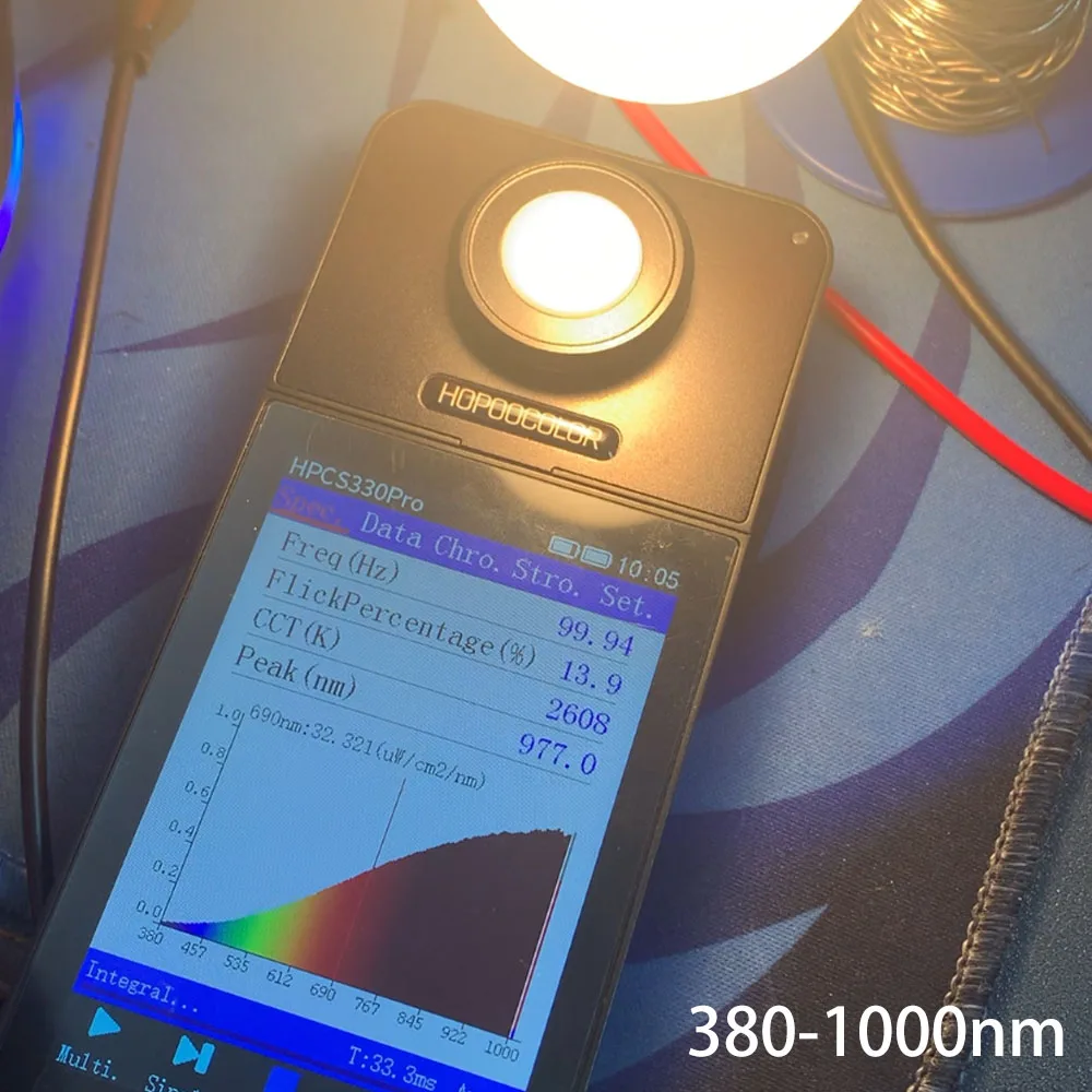 HPCS330Pro HOPOOCOLOR 380-1000nm Irradiance de luz Nir mW/cm2 spectrómetro CCT CRI medidor analizador de espectro