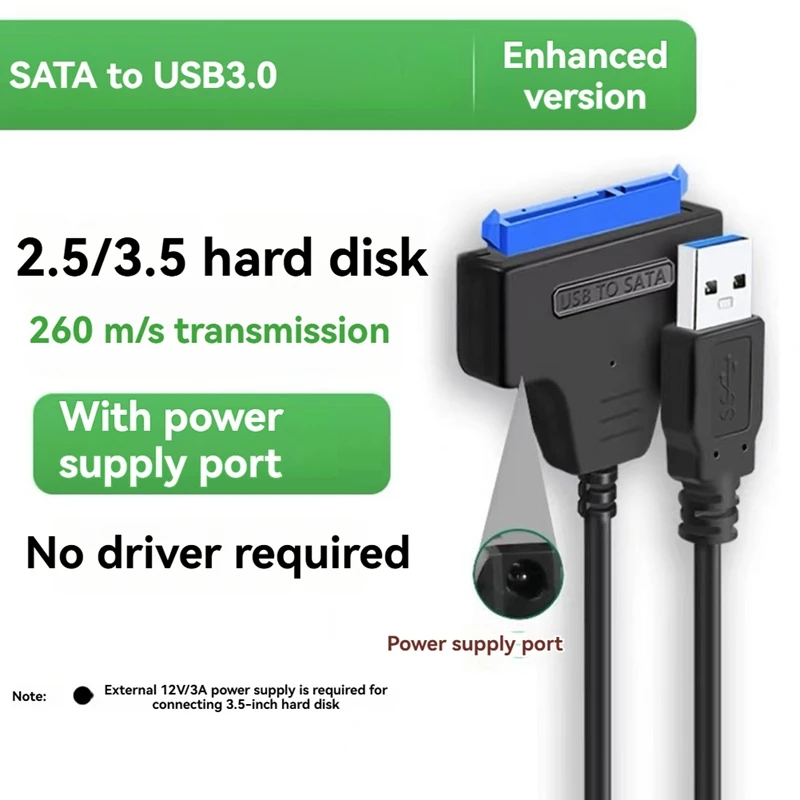 كابل محول SATA إلى USB 3.0 لمحركات أقراص SSD/HDD مقاس 2.5 بوصة، يدعم سرعة تصل إلى 5 جيجابت في الثانية