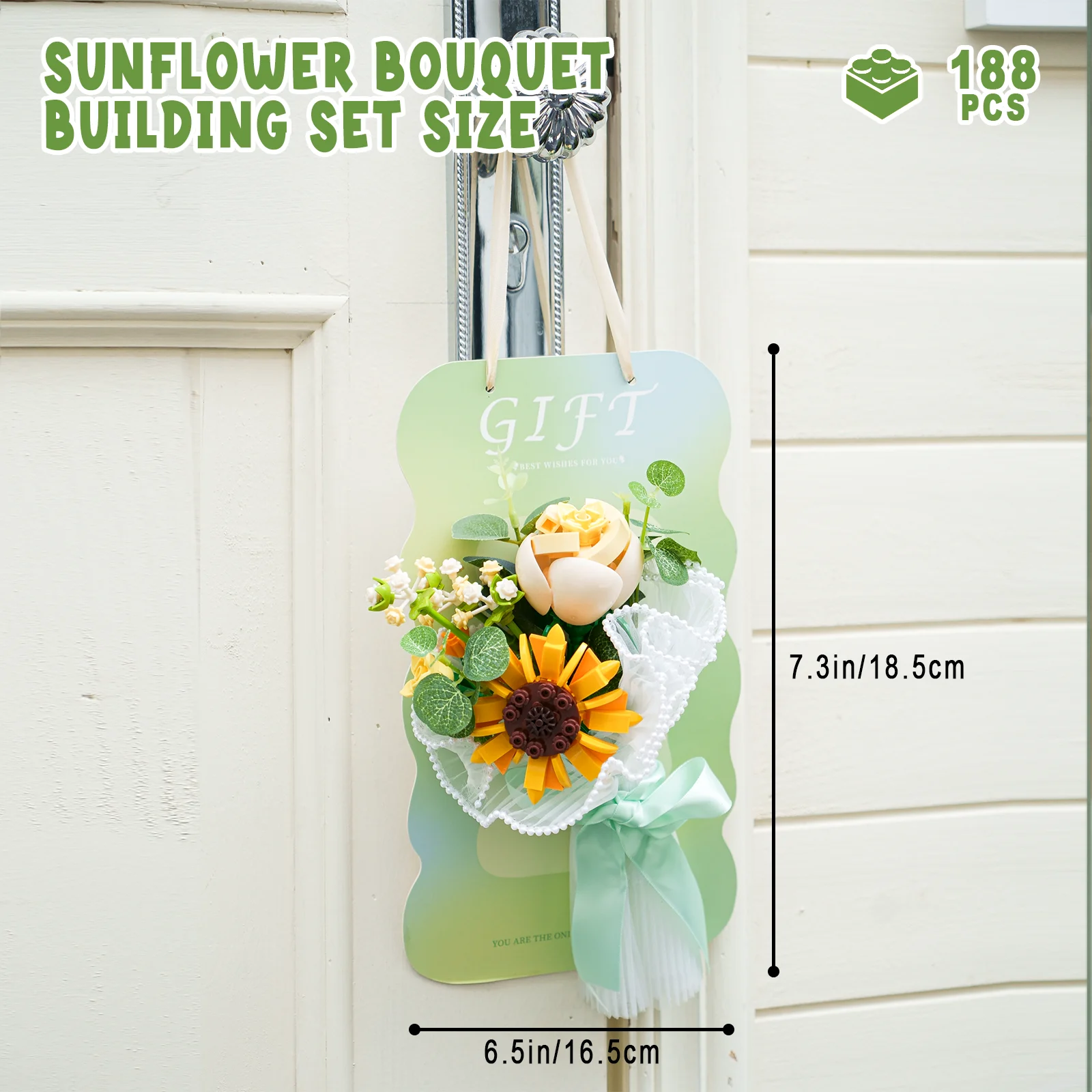 Flower Bouquet Building Set with Greeting Card, Display, or Hang Ornament, Perfect Stocking Stuffer for Sweet Lover or Friend