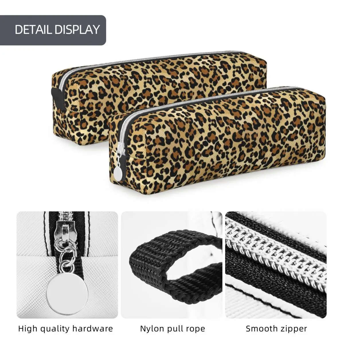 Imagem -05 - Estojo de Lápis Leopardo Animal Print Caixa de Caneta para Estudante Grande Bolsa de Armazenamento Material Escolar Acessórios Cosméticos