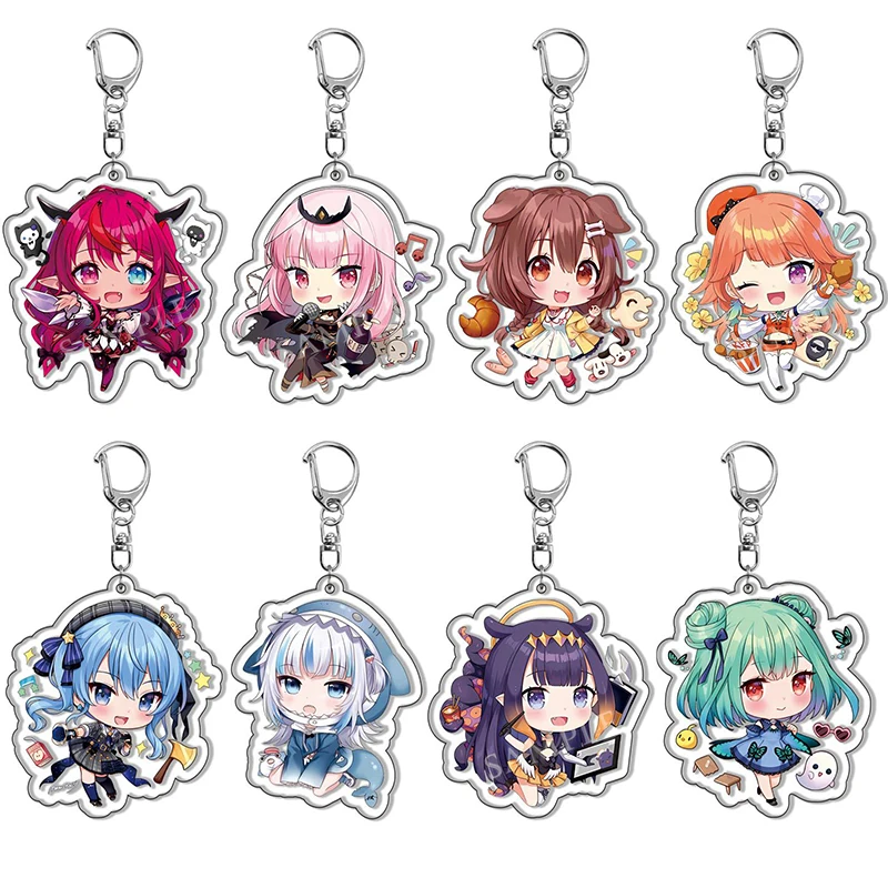 Anime Hololive Vtuber Keychain Cartoon Figures Inugami Korone Shirakami Fubuki Collection Key Ring Bag Pendent Cosplay Jewelry