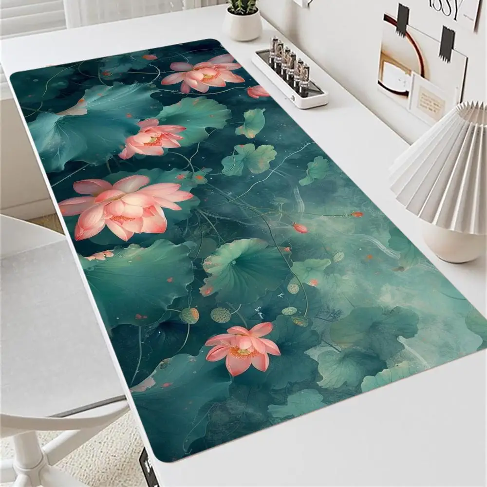 Summer lotus Mouse monitor Pad laptop Large XXL Gaming Rubber Lock Desk Mat Computer Gamers mini PC flash-sale work office