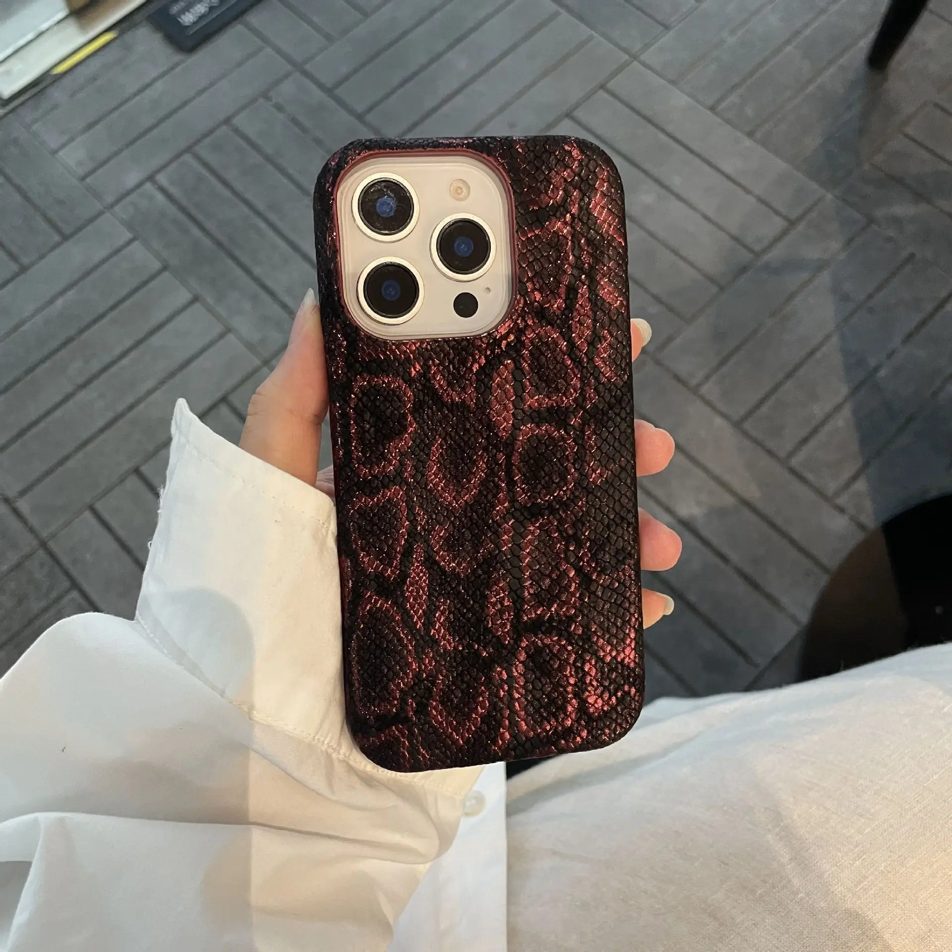 نمط جديد من جلد الثعبان الثعبان مناسب لهاتف آيفون 17 برو ماكس جراب هاتف 16 برو فلاش مسحوق 15 نصف حزمة 14 13 غطاء حماية