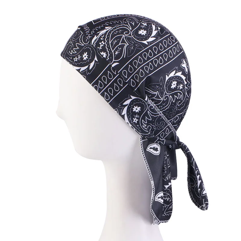 Unisex Women Men Bandana Hat Stretchy paisley Durag Print Breathable Chemo Turban Fashion Headwrap Headwear Pirate Head Scarf