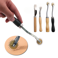 3mm/2mm Leather Needle Point Tracing Wheel with Wooden Handle for Arts and Leather Crafts Professional Stitch Marking Spacer