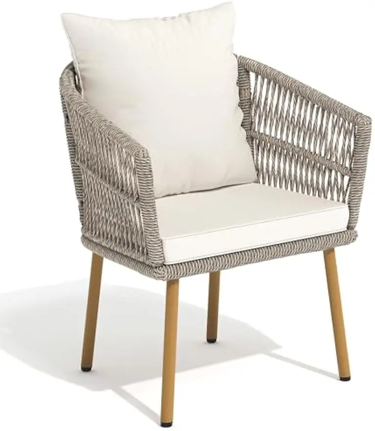 

Outdoor Dining Single Sofa Chair, Indoor-Outdoor Wicker Bistro Chairs, PE Rattan Armchair Seating for Patio, Backyard, Poolside