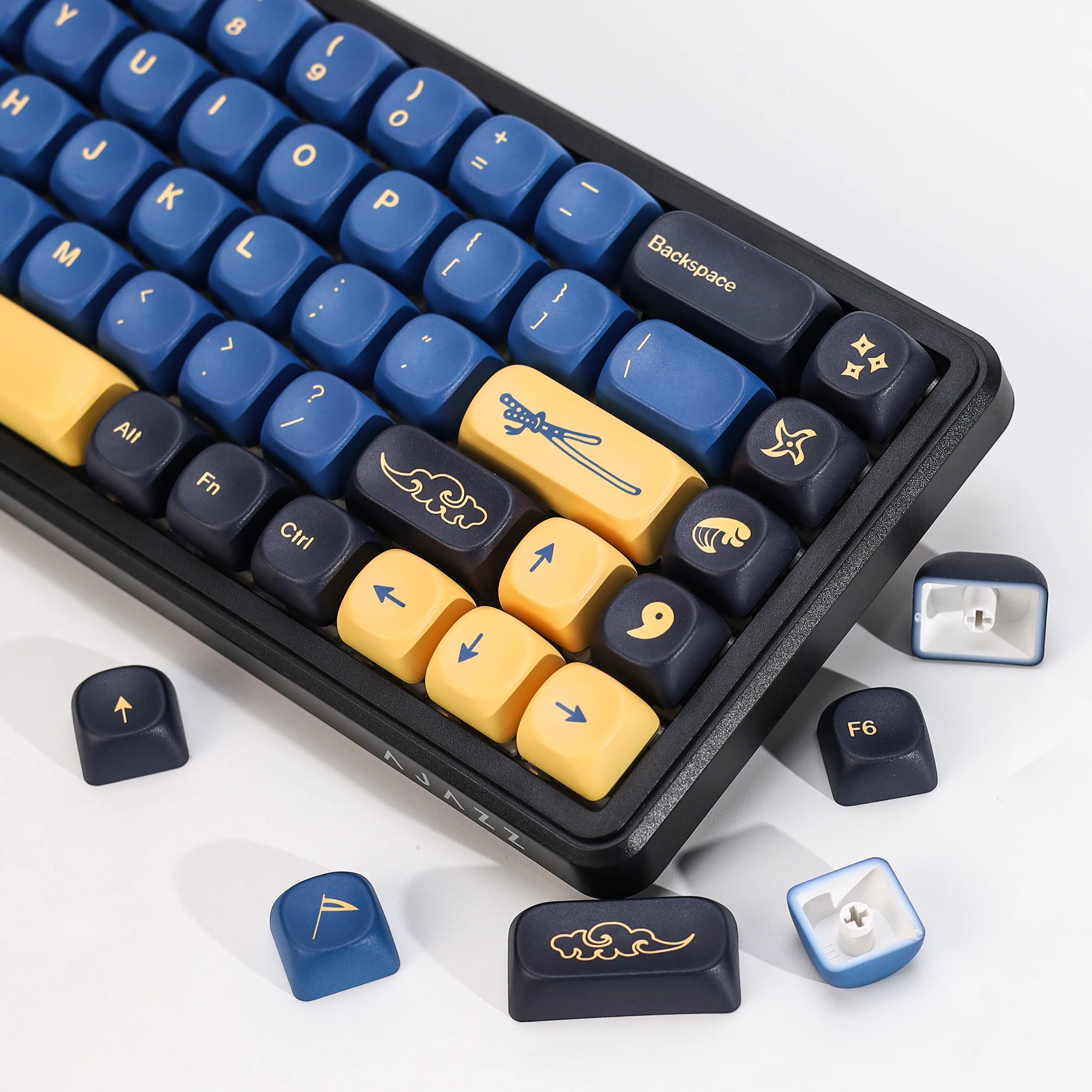 KBDiy GMK Blue Samurai Tastenkappen Retro KOA MOA PBT Keycaps ISO Custom für 75% 60% Magnetische Gaming Mechanische Tastatur KIT Tastenkappen – Detail 20