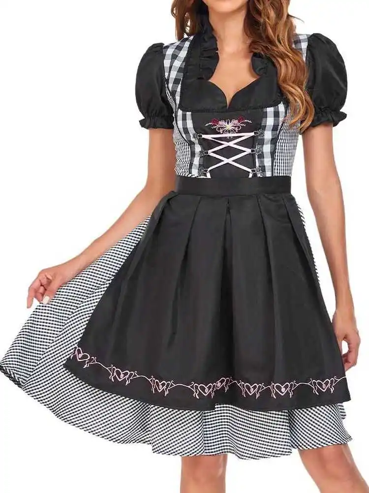 

Сексуальный женский летний костюм для пивного фестиваля, косплей-костюм Cleanfit H-образного кроя, льняная футболка с рукавом три четверти, другие материалы