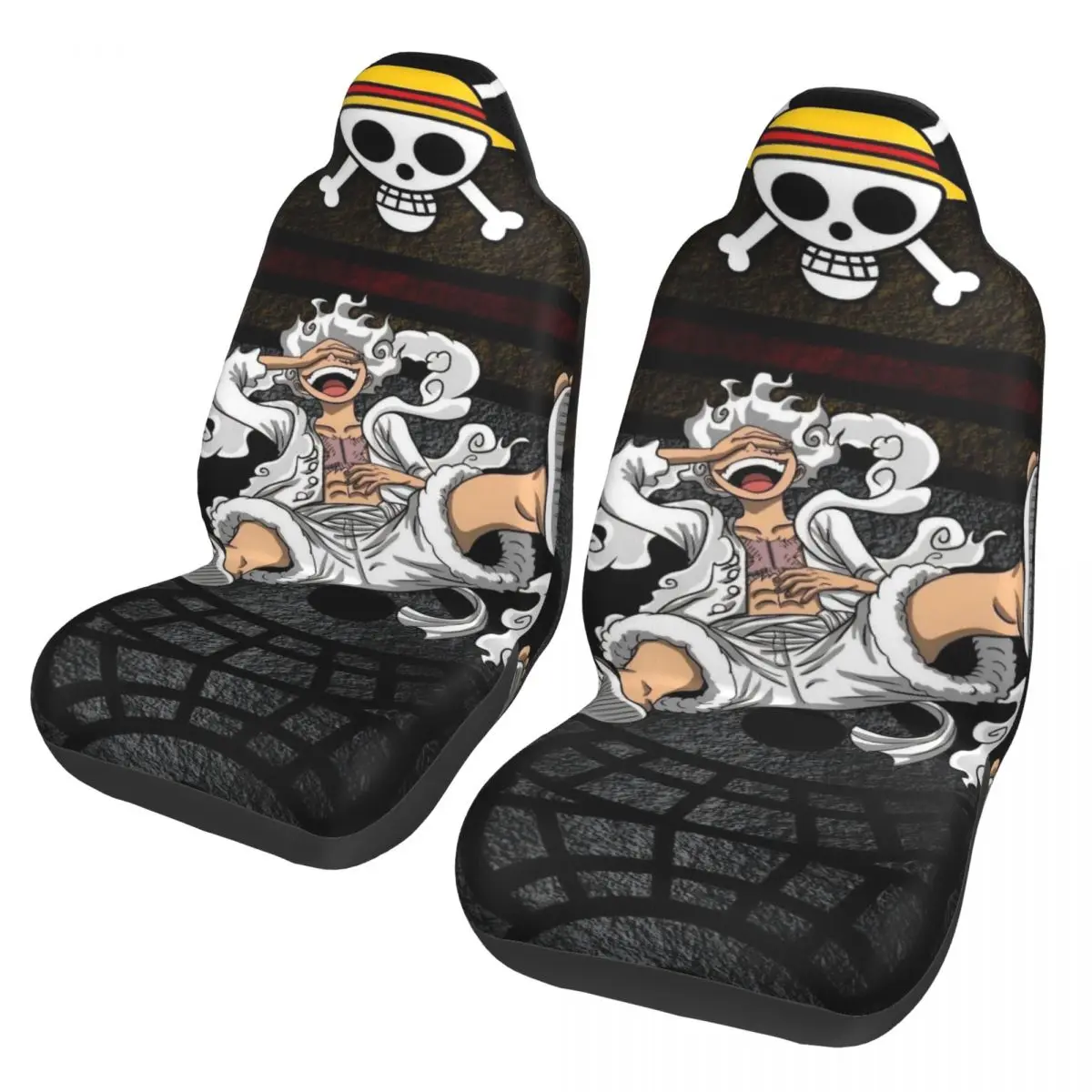 

One Piece Luffy Gear 5 Universal Car Seat Cover Four Seasons For SUV Monkey D Luffy Skull Logo Car Seat Covers Polyester Fishing