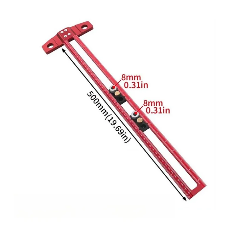 For Aluminum Alloy Multifunctional Ruler, Woodworking Two-in-one Drilling, Positioning and Scribing Ruler T Type
