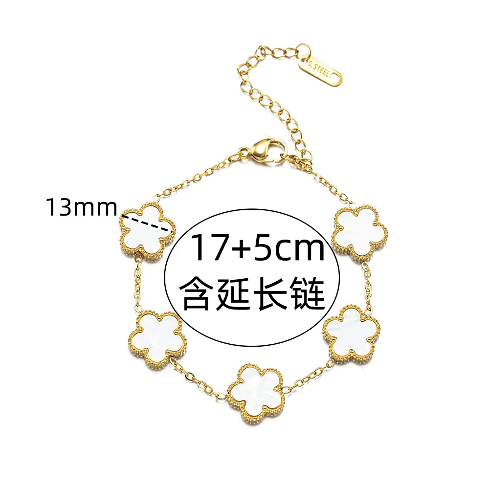 Simple Adjustable Stainless Steel Plant Flower Bracelet With Five Leaf Petals Women's Luxury Gifts Clover Fashion Jewelry image 6
