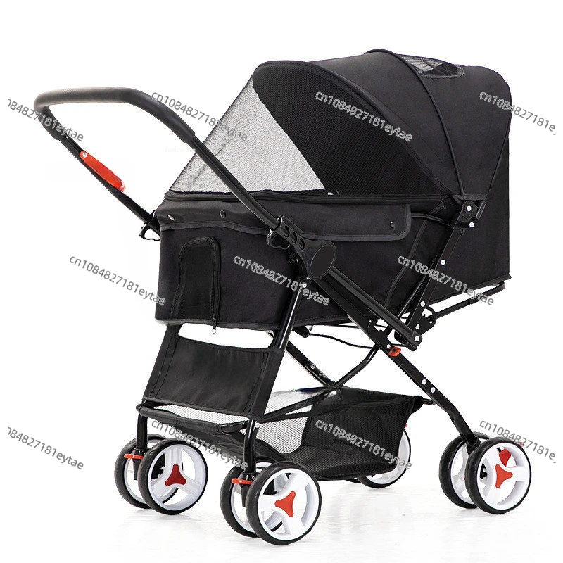 Modern Pet Stroller Four-wheeled Pet Strollers Trolley Two-way Interchangeable Light Foldable Cat And Dog Outdoor Pet Supplies