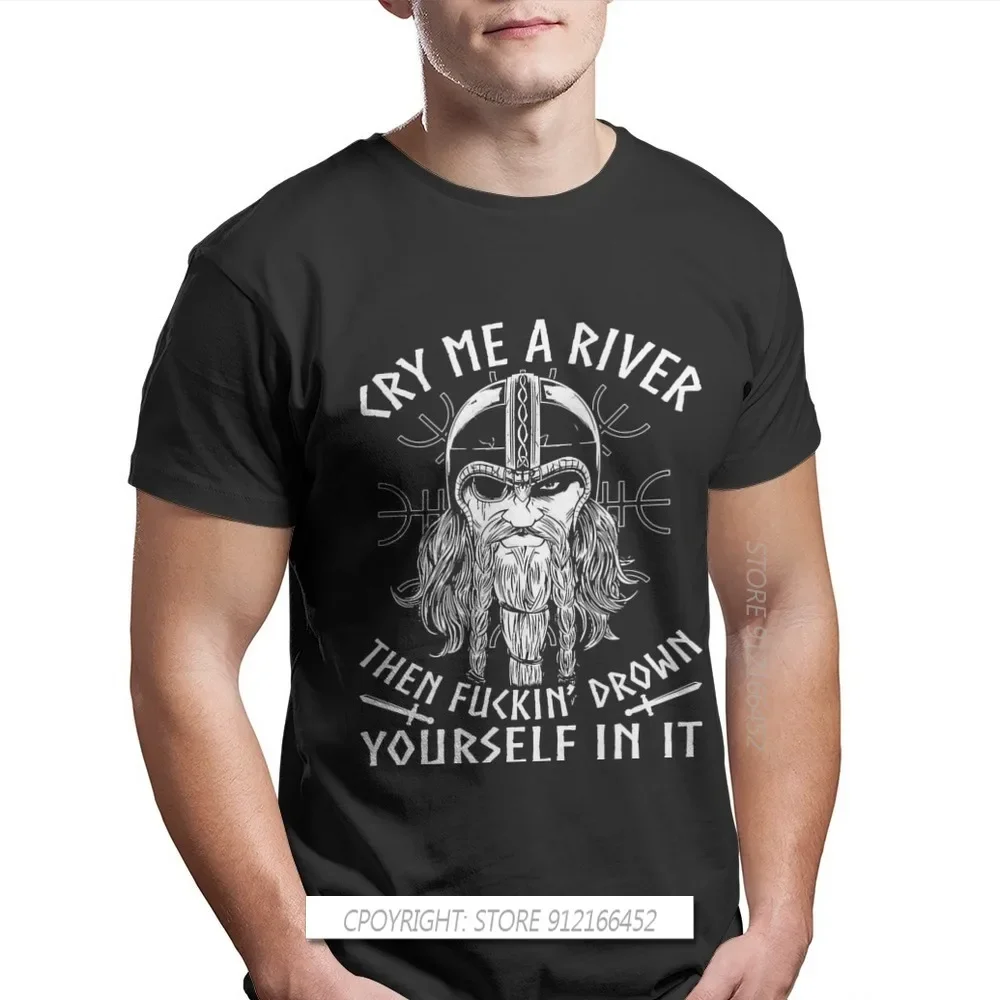 Men Norse Mythology Freyja Freyr Yggdrasil Fashion T-Shirt CRY ME A RIVER Pure Cotton Streetwear