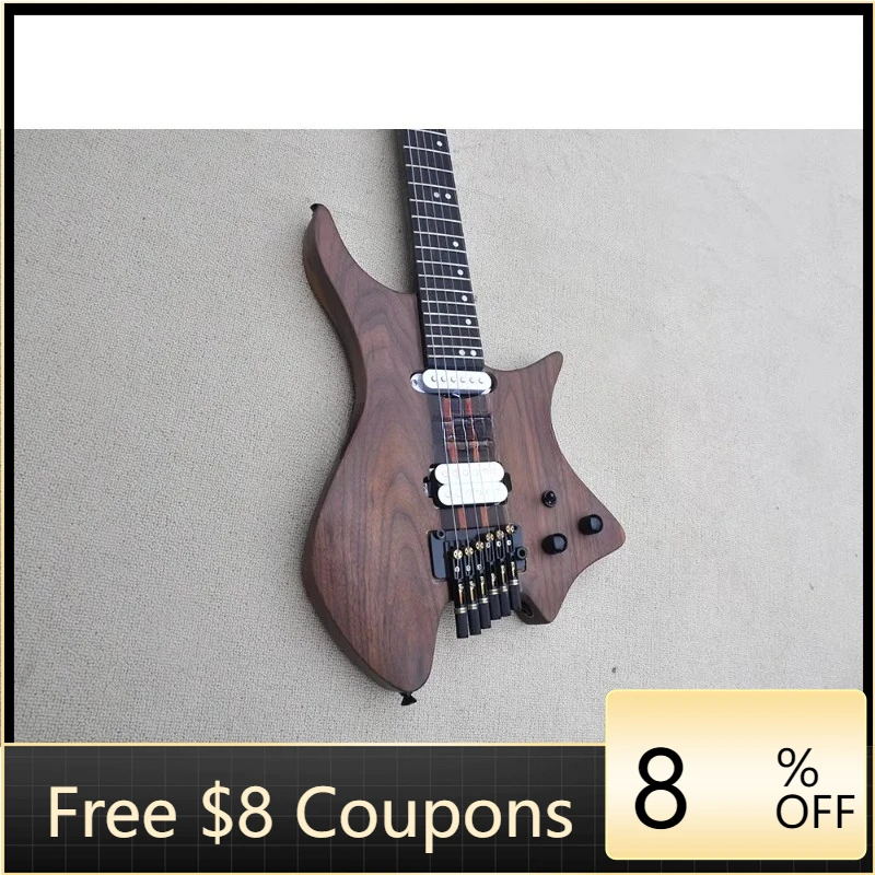 

STLF Flyoung Headless Electric Guitar 6 Strings Neck Through Guitar Walnut Body Stringed Instruments