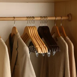 5PCS High-Grade Wooden Suit Hangers,Skirt Hanger ,Solid Wooden Trouser Rack with Shoulder Notches for Dress Jacket