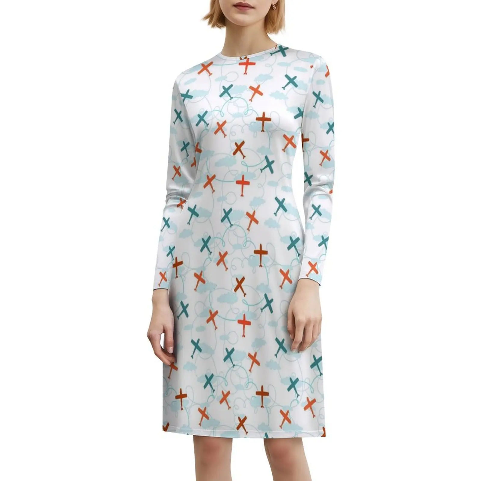 الطائرات! فستان سموك الأزهار للنساء الربيع الصيف فستان كاجوال للحفلات طائرة طائرة السفر الطيران الطيار الملابس النسائية