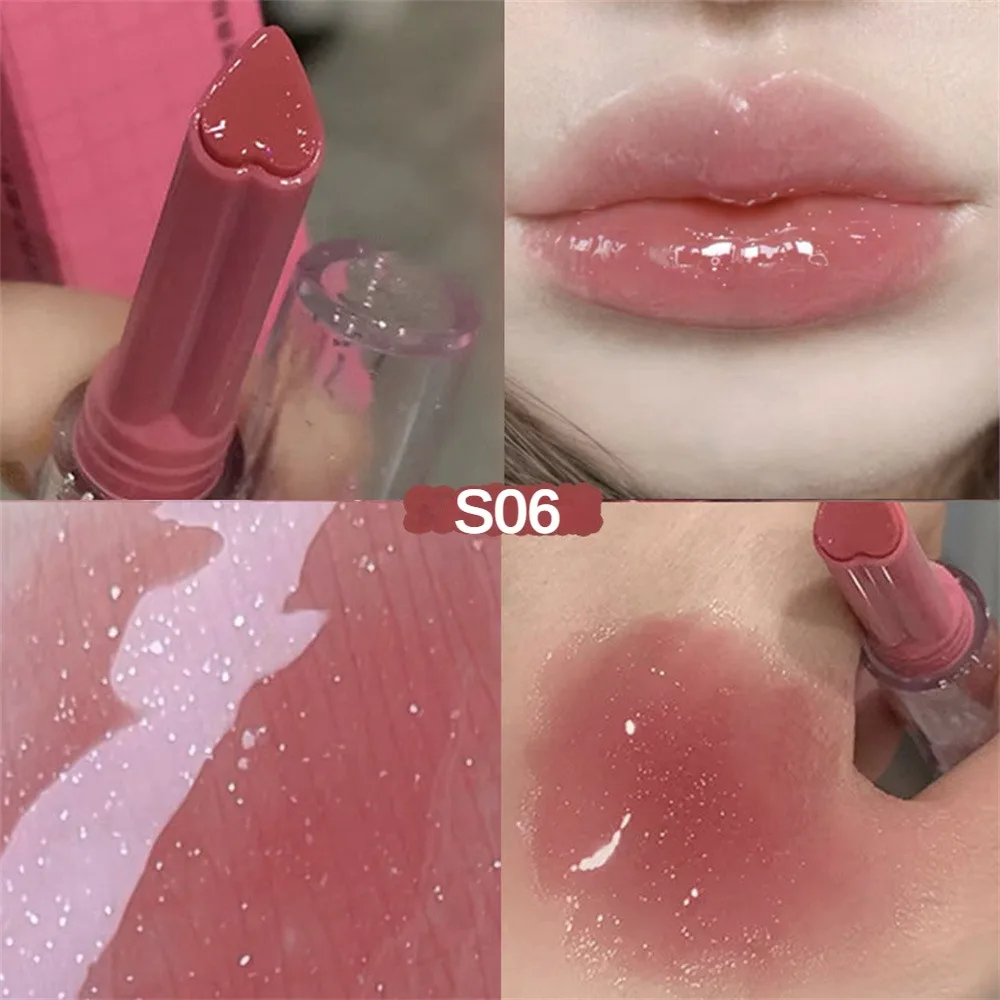 Jelly Mirror Lipstick Lip Gloss antiaderente Cup Mirror Lip Tint rossetto a forma di cuore idratante Lipgloss rossetto a lunga durata