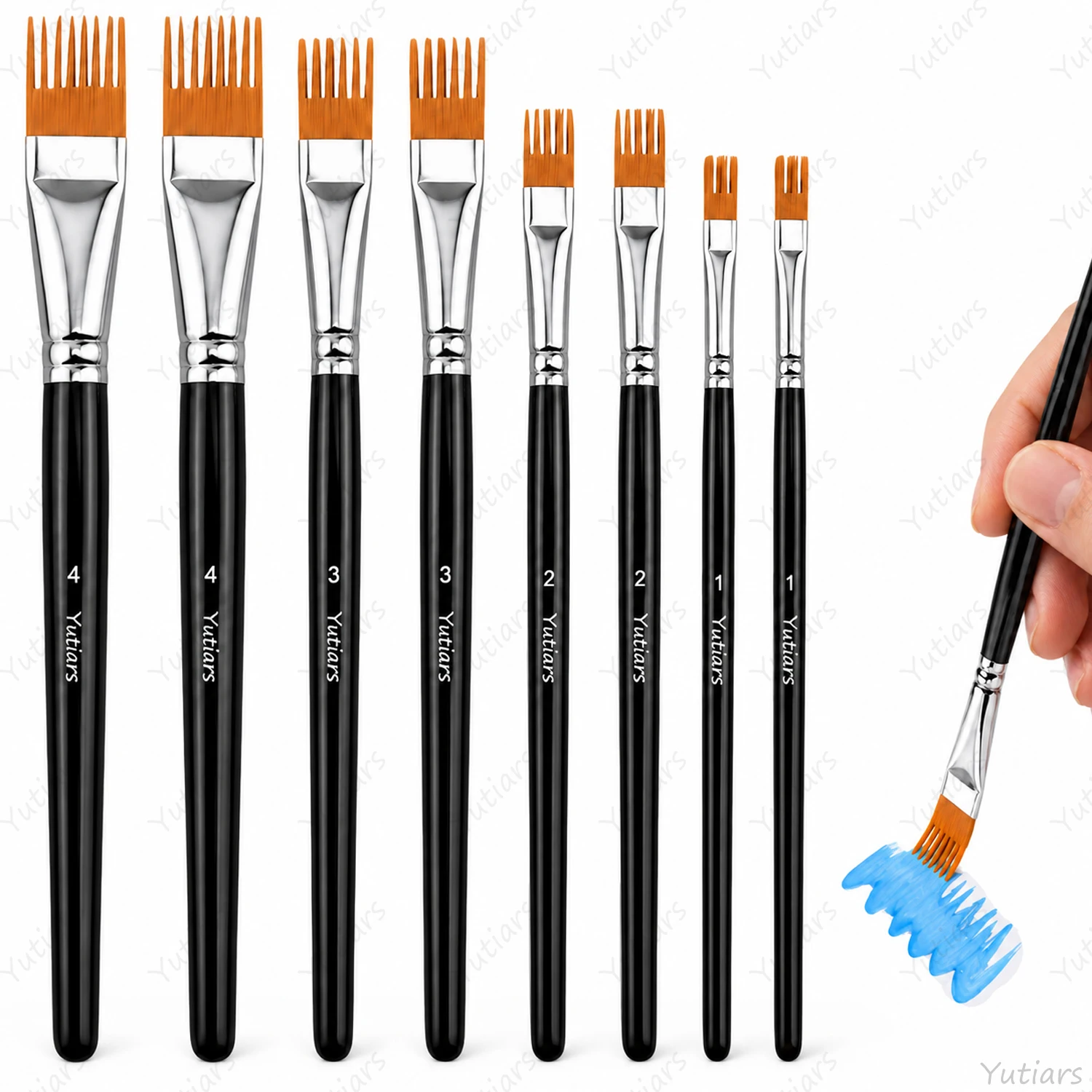 4/8Pcs Comb Paint Brush Set, Rake Texture Brushes for Acrylic Oil Watercolor, Fur Grass Hair Detail Painting Art Supplies Kit