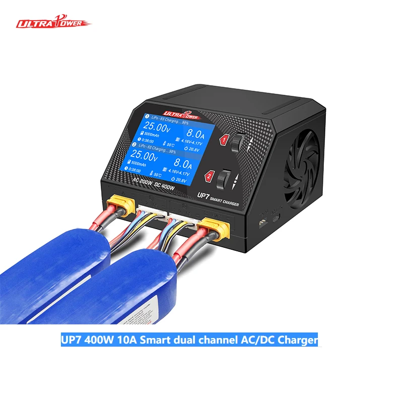 ULTRA POWER NEW UP7 400W 10A Smart dual channel AC/DC Charger Channel Battery Balance Charger Discharger