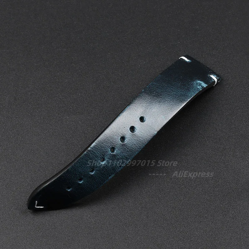 Retro Genuine Leather Strap Oil Wax Oily Discoloration Cowhide Watchband 18mm 19mm 20mm 21mm 22mm 24mm Business Watch Band