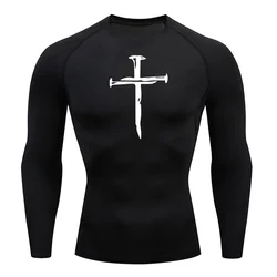 Christian Workout Compression Shirts Graphic Long Sleeve Rash Guard Athletic Quick Dry Tees Tops Mens Gym Undershirts Baselayers