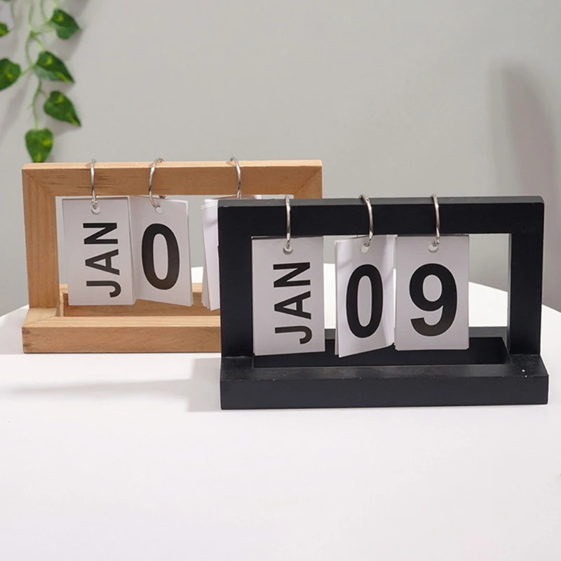 Daily Office Metal Flip Desk Calendar Perpetual Wood Vintage Calendar For Home Kitchen Desk Decor Wood Calendar