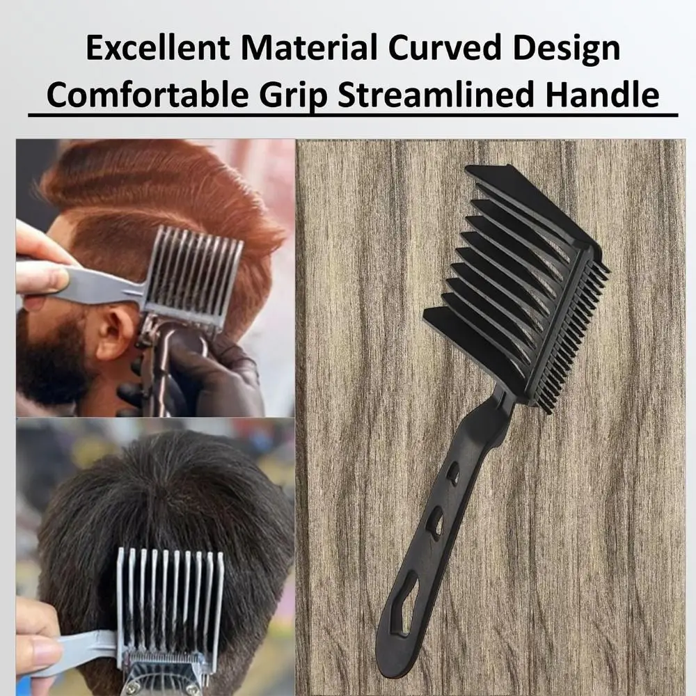 Outil de coiffure pour hommes, peignes de décoloration de barbier, conception de nickel é ergonomique, peigne de positionnement incurvé, fournitures de barbier, peigne de coupe de cheveux en plastique