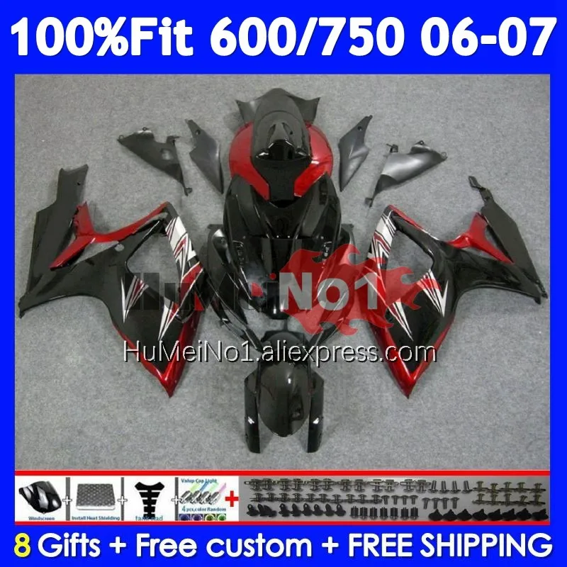 Injection Body For SUZUKI GSXR-750 Dark red GSXR 600 750 104No.56 GSXR-600 K6 750CC GSXR600 GSXR750 06 07 2006 2007 Fairing