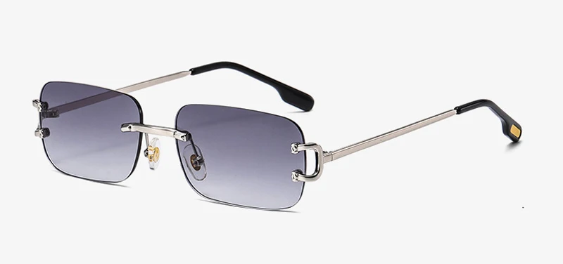 Kachawoo Retro-Rechteck-Sonnenbrille, randlos, für Herren und Damen, UV400, kleine Sonnenbrille, modisch, blau, rosa, goldfarben, Metall, Geburtstagsgeschenke