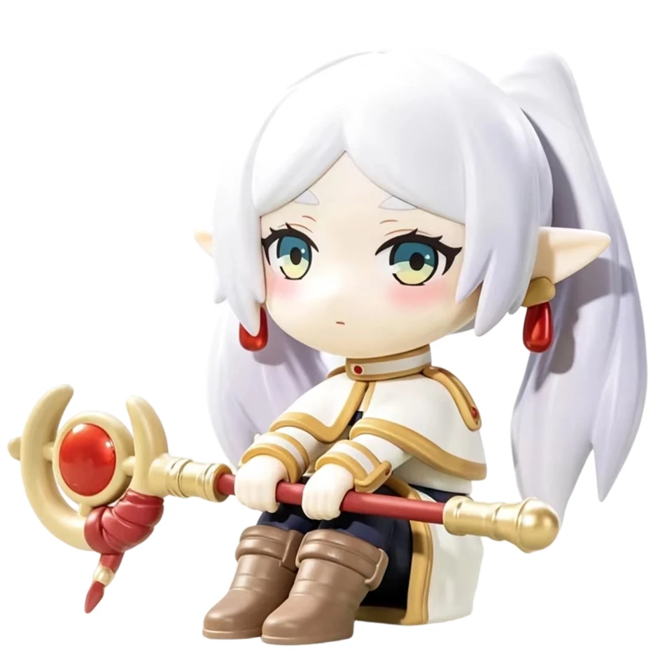 Frieren Beyond Journey's End Anime-Figur Frieren Elfe in sitzender Pose mit Zauberstab PVC-Tischdekoration Weihnachtsgeschenk für Anime-Fans