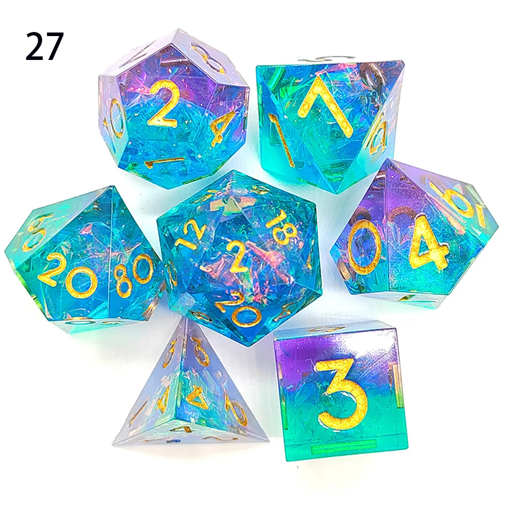 DND Resin Dice Sharp Edge Number Polyhedral Resin Dice D+D Dice Set For Dungeon and Dragon Pathfinder Role Playing Game(RPG)/MTG