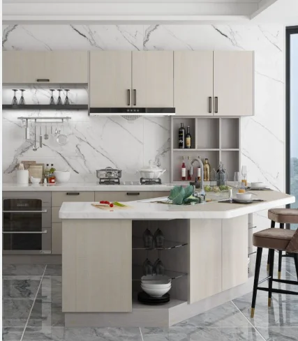 Gabinete de cocina Modular de lujo de MDF moderno y elegante con bisagra de Panel de puerta de laca acrílica, juego multifuncional personalizado para toda la casa