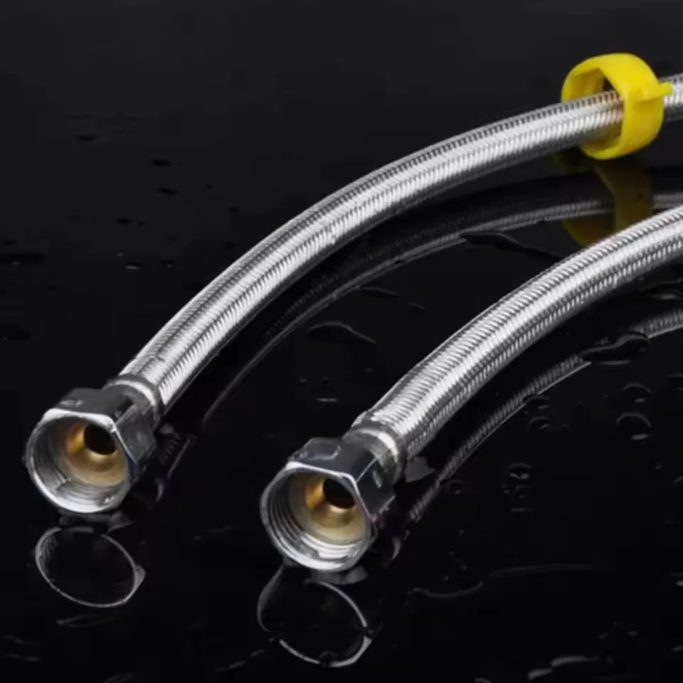 1/2 بوصة صنبور الماء الساخن والبارد مدخل خرطوم 304 صنبور الفولاذ المقاوم للصدأ مضفر انبوب ماء سخان المياه خرطوم معدني #3