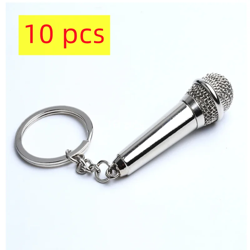 10 pcs Mini Microphone Singer Rapper Music Lover Rock Roll BFF Best Friends Bag Charm Pendant Keychain Music Jewelry Gifts