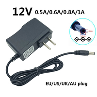 12v 0.5a 0.6a 0.8a 1a 1 amp eu dc Power Supply au uk Plug 12 volt 1 amp Power Supply 12v 1a Source Transformer 12v 1000ma Adapte