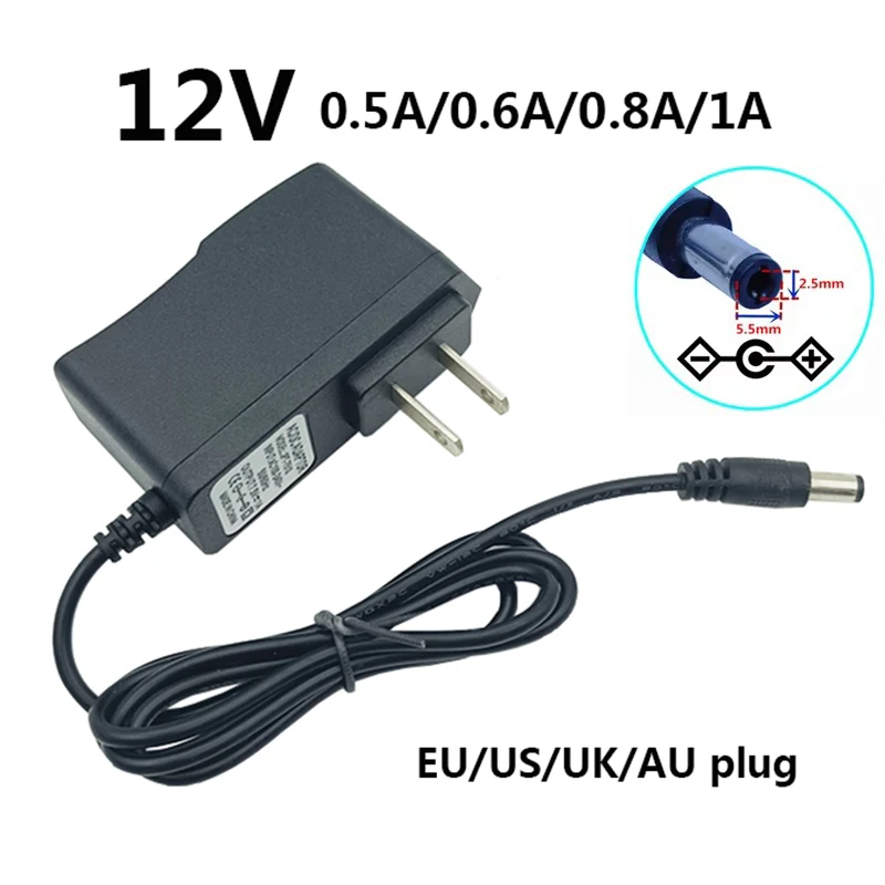 12v 0.5a 0.6a 0.8a 1a 1 amp eu dc Power Supply au uk Plug 12 volt 1 amp Power Supply 12v 1a Source Transformer 12v 1000ma Adapte