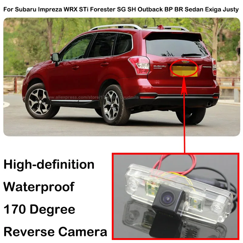 Para Subaru Impreza WRX STi Forester SG SH Outback BP BR Sedan Exiga Justy cámara de visión trasera HD CCD visión nocturna