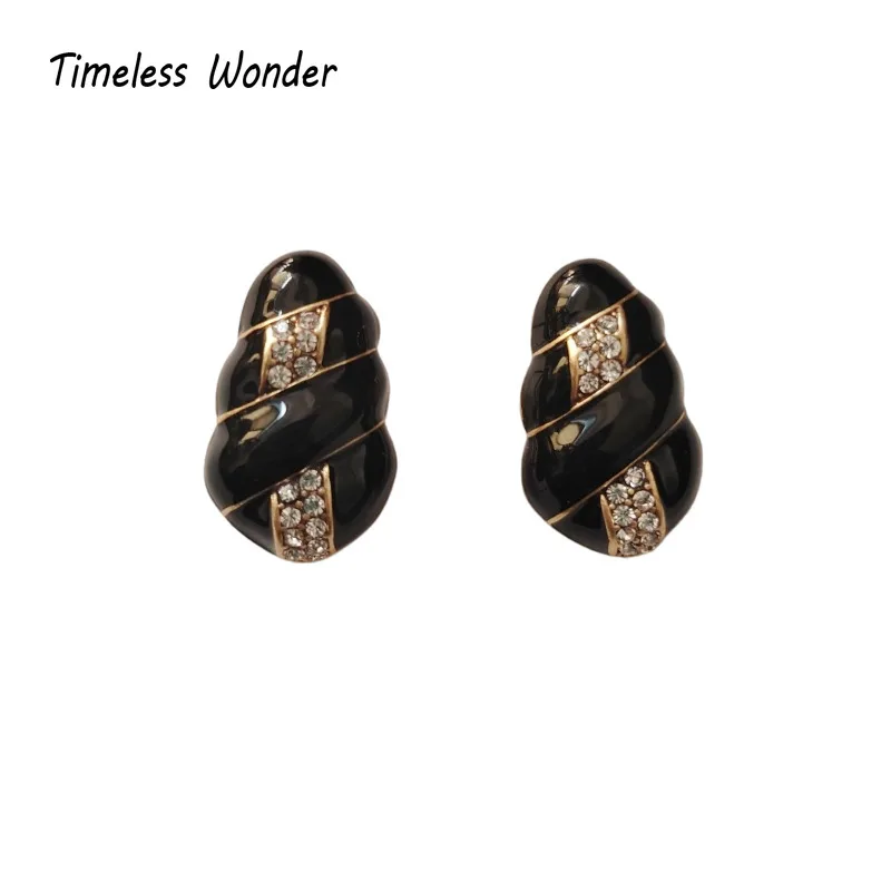 

Timeless Wonder Fancy Enamel Zircon Geo Button Earrings for Women Designer Jewelry Punk Sweet Gift Rare Top Classy 3346