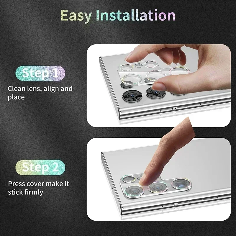 Pelindung lensa kamera berlian berkilau Bling untuk Samsung Galaxy S22 Ultra S23 Plus S23Ultra S23Plus penutup penuh kaca Tempered