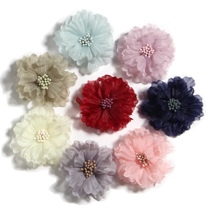 

20PCS 5CM 2" Beauty Girls kids Hair Flowers Blossom With Matches For Decoration Wedding Bouquet Fabric Flower For Headbands