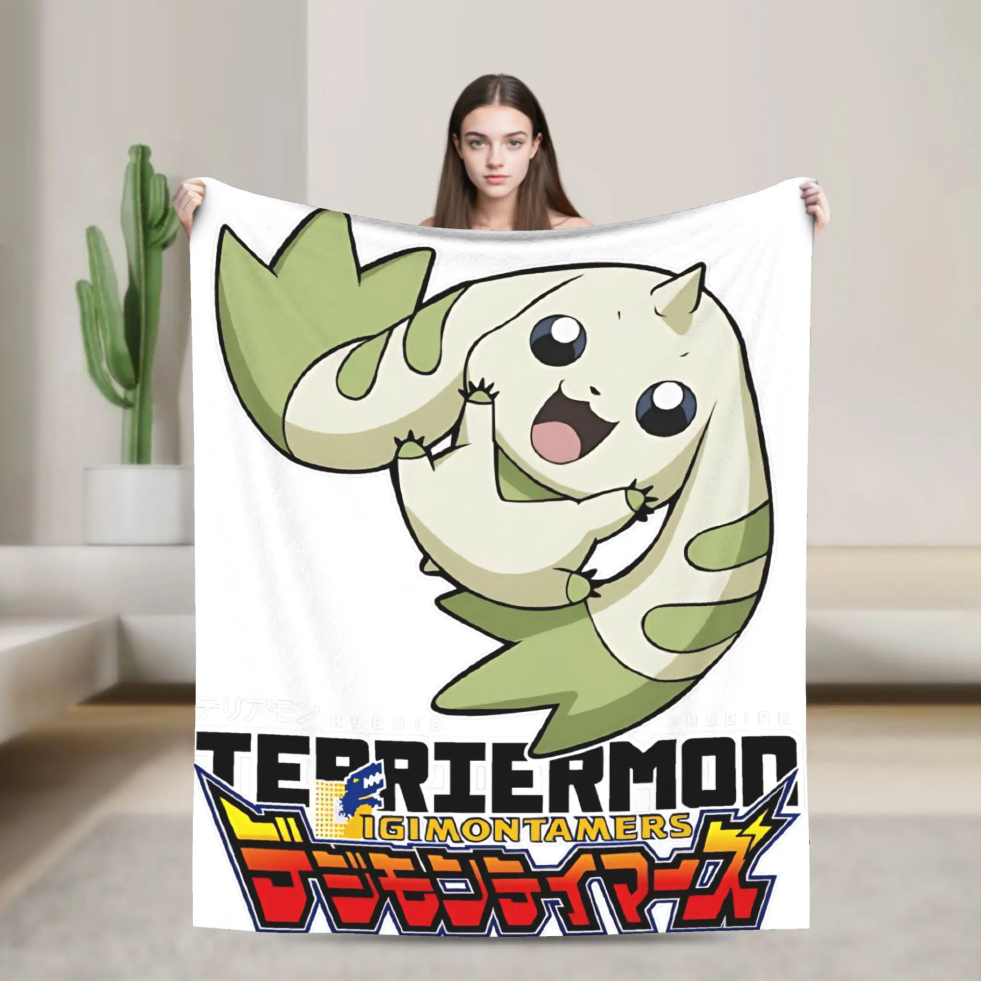digimon tamers terriermon Blanket  Flannel Awesome Breathable Throw Blankets for Coverlet Textile Decor