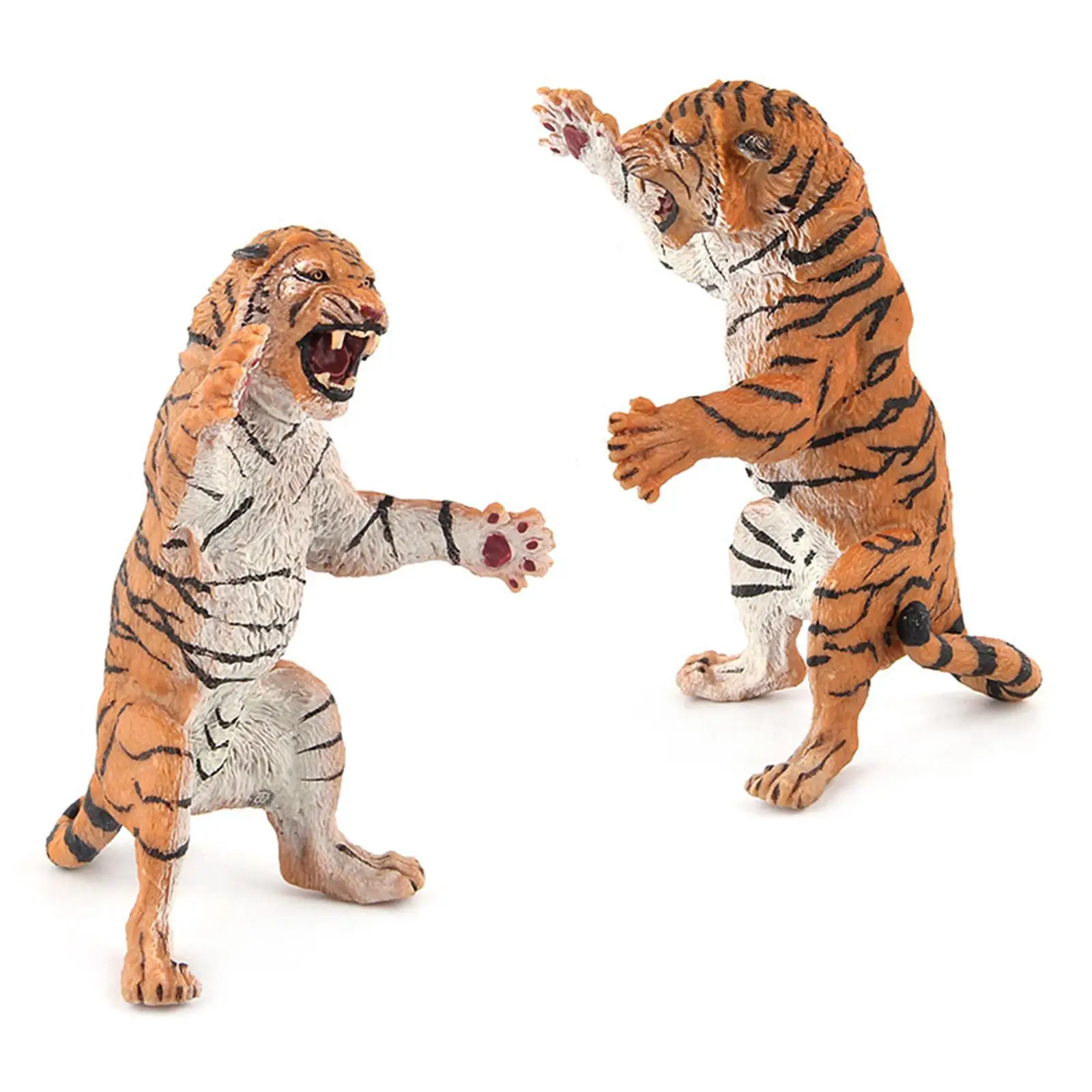 Realistic Tiger Animal Figurine Toy Set for Educational Play and Home Decor Creative Art Statue for Office Shelf Cabinet