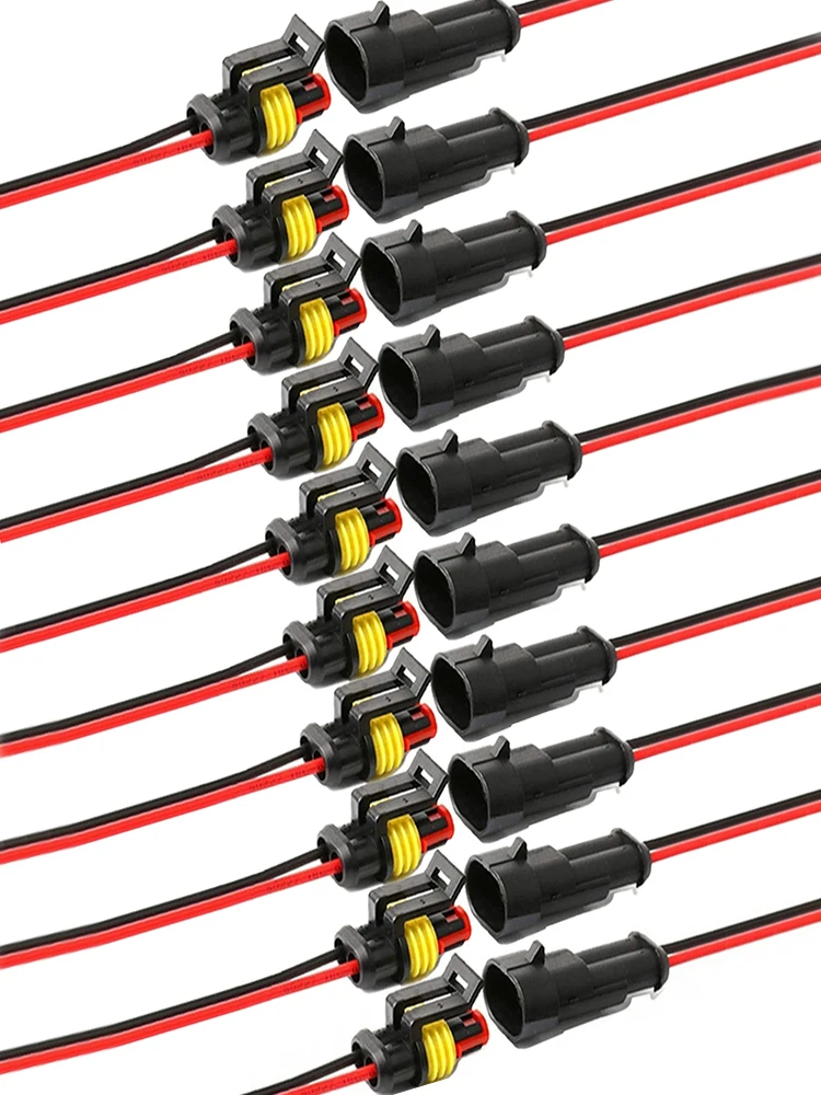 

10x Waterproof Electrical Wire Connector Plug Cable Superseal Amp/Tyco 2Pin 12V