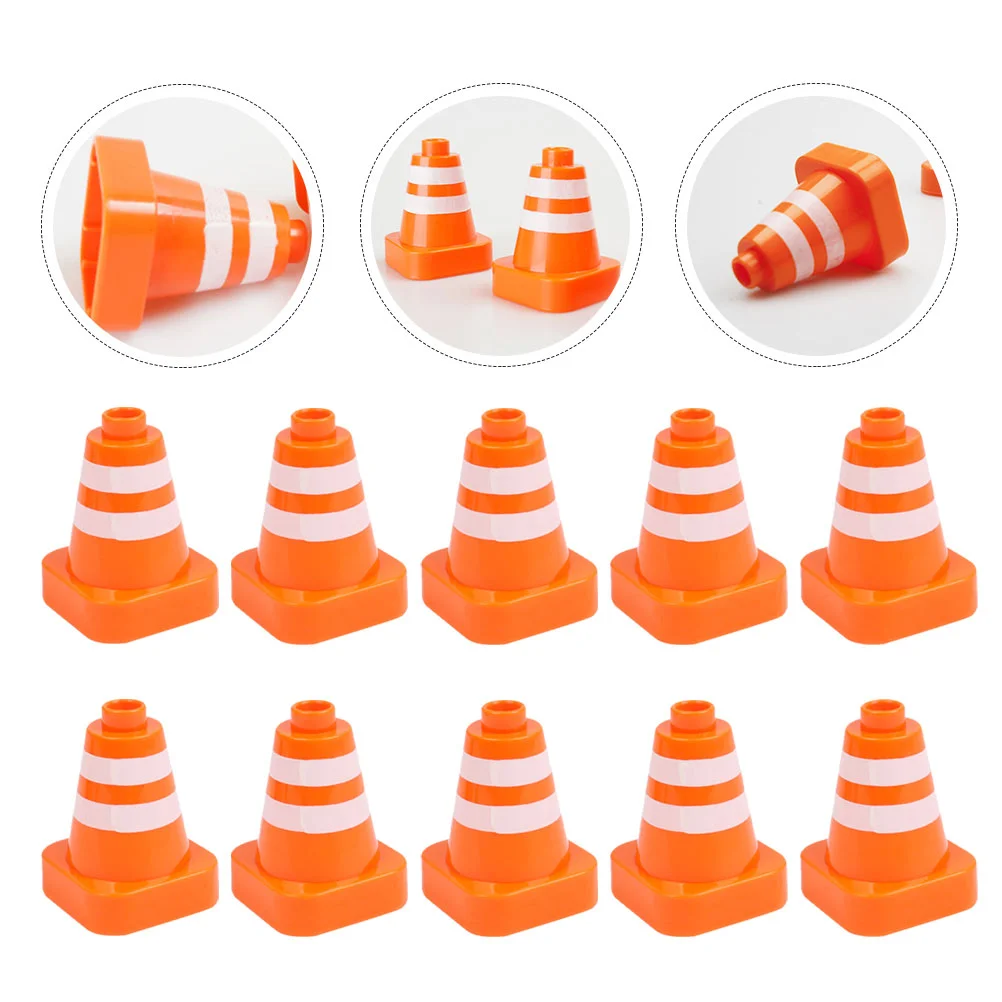 6 Pcs Road Cone Roadblock Sand Table Model Building Blocks Abs Drivers Simulation Cones