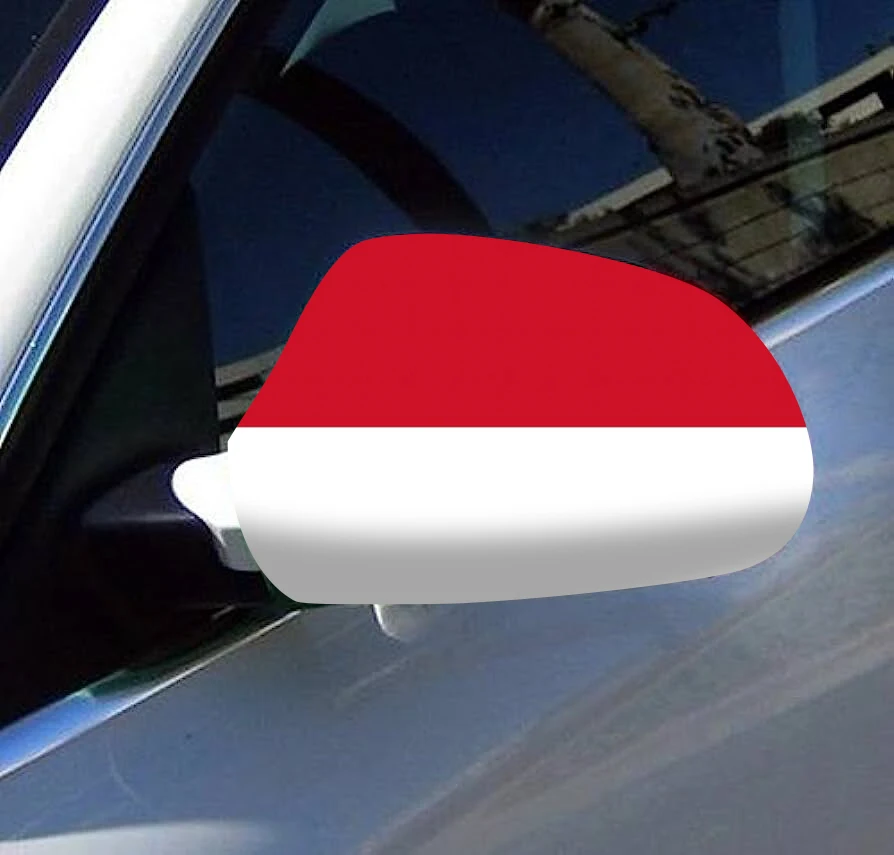 Directly Delivery 2 Pcs Free Size Four-way stretch fabric Indonesia Flags Car Mirror Cover