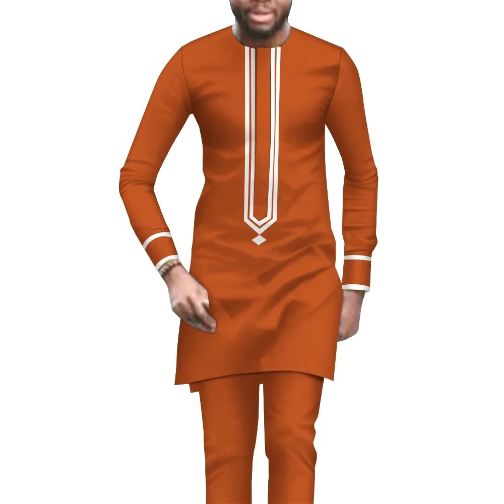 

African Men Clothing Dashik Men Suit Casual 2 Pcs Set Shirt and Pant Fashion Sport Style Nigerian Men Outfit Long Sleeve WYN1754